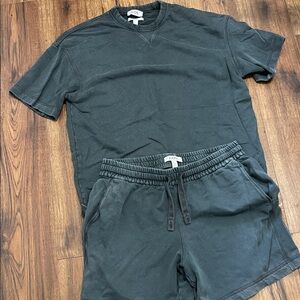 COS Charcoal Tee and Shorts Ensemble
